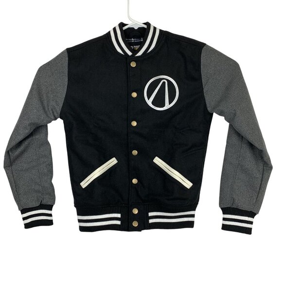 Insert Coin Jackets & Blazers - Borderlands Insert Coin Unisex Varsity Jacket S Black & Gray With Striped Cuffs